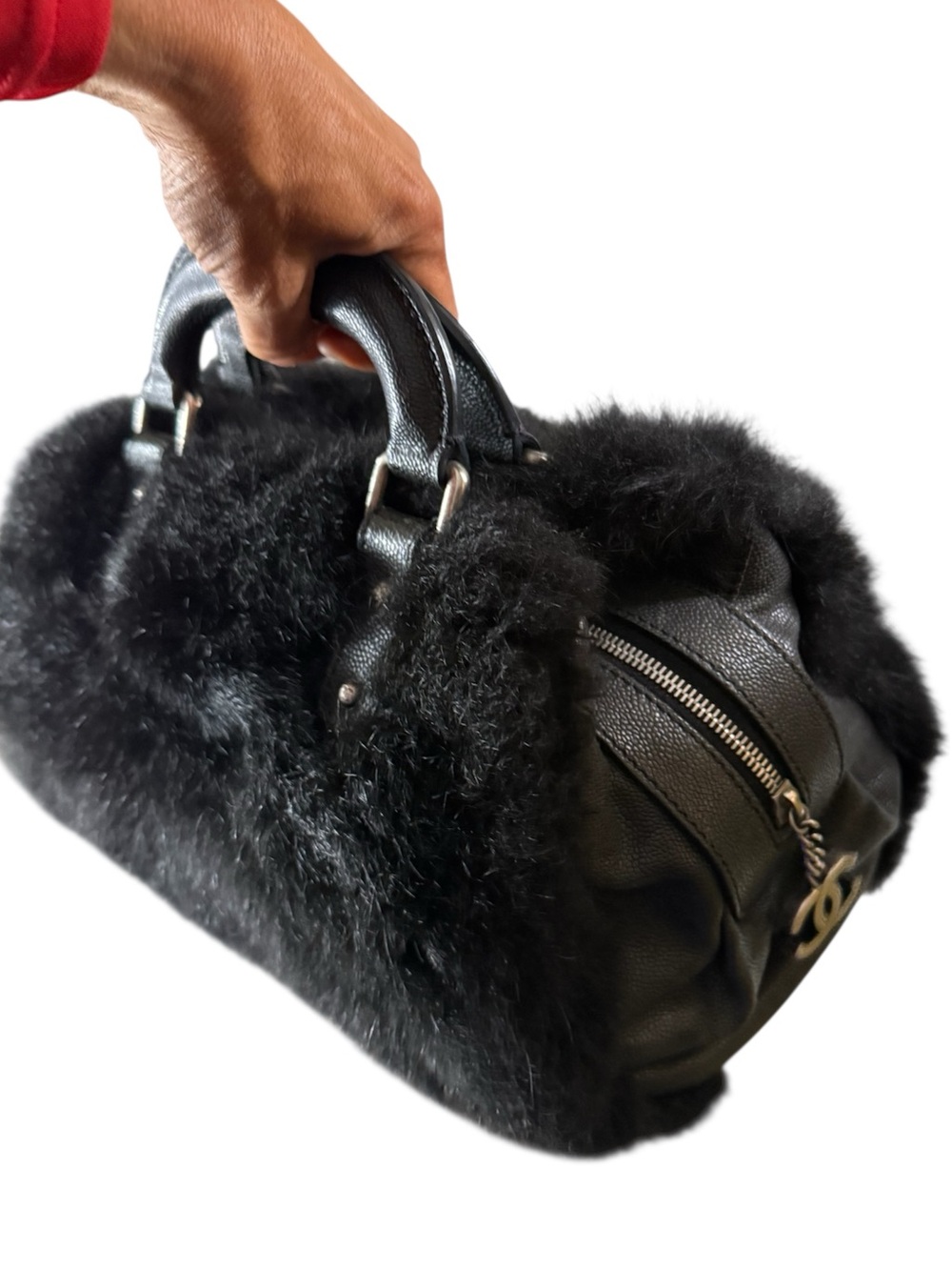 Chanel fur hand bag